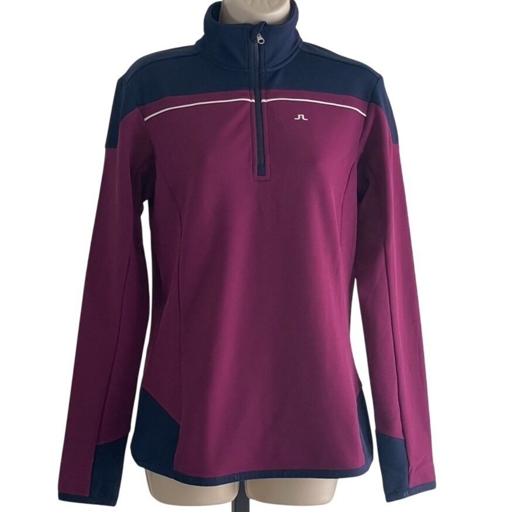 J Lindeberg Jarvis Golf 1/4 Zip‎ Pullover Womens L Purple Fieldsensor Mid Layer